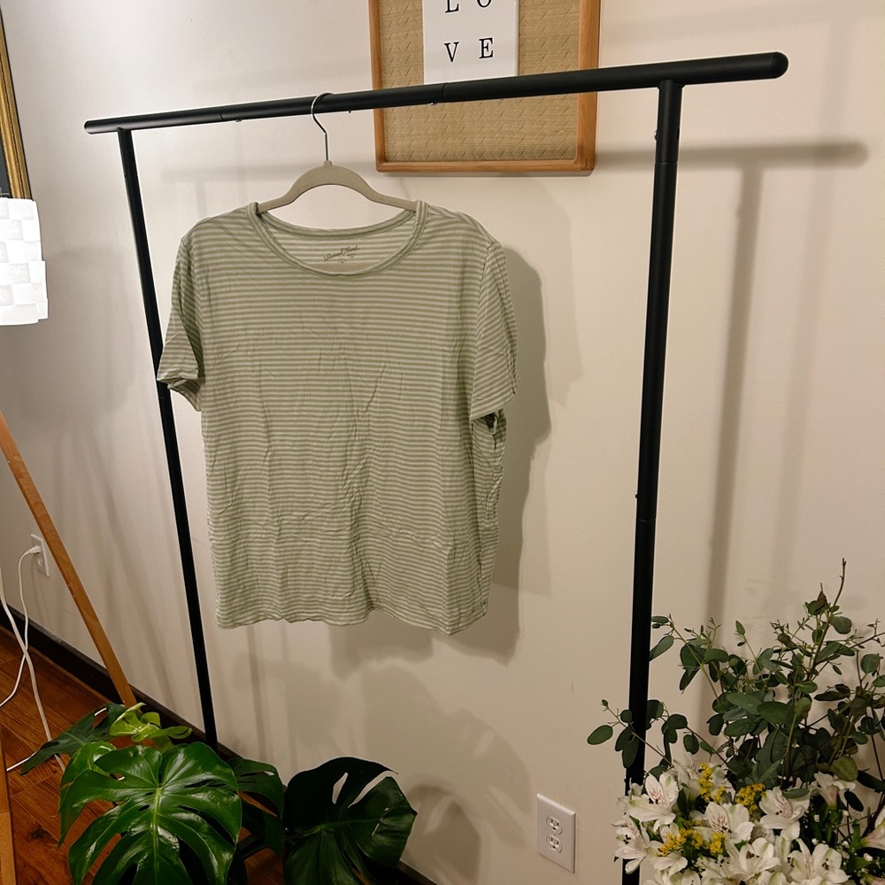 Universal Threads | Sage Green Striped Tee | Women’s Size XXL